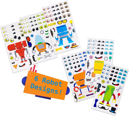 24 Make A Robot Stickers for Kids - Fun Craft Project and Birthday Party Favors for Children 3+