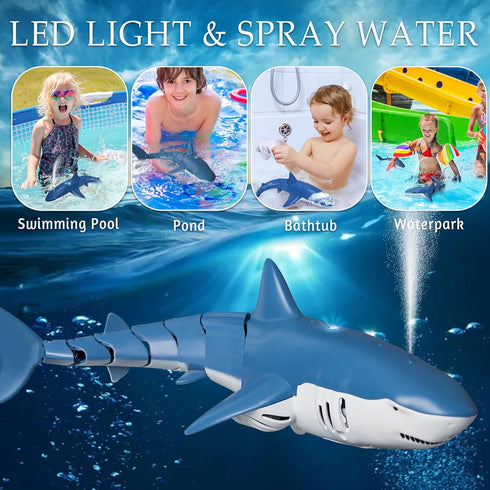 Kafuzi 2.4Ghz 1:18 6 7 8 9 Remote Control Shark Toys for Pool, Scale High Simulation Shark for Kids, Electric RC Sharks