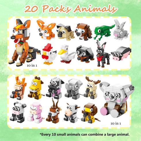 TENYEAH 20 Pack Set 14+ Party Favors Building for Adult, Mini Animals Building Block Toy, Classroom Prizes Goodie Bags