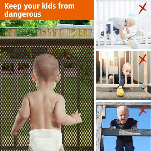 Child Safety Net, Durable Banister Guard for Baby Safety Stairs Railing Balcony Cribs, Banister Stair Mesh Baby Proofing, Easy to Install Stair Netting for Kids, Pets, Toys - (10ft Lx3ft H) Brown