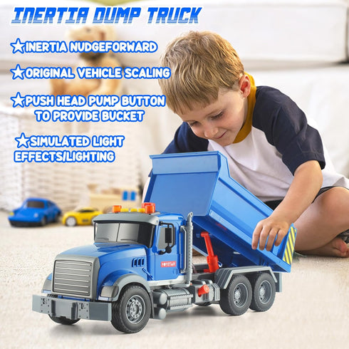 Dump Truck Toy Construction Toys with Lights and Sounds - Push & Go Car for Toddlers Age 3-5 Birthday Gift