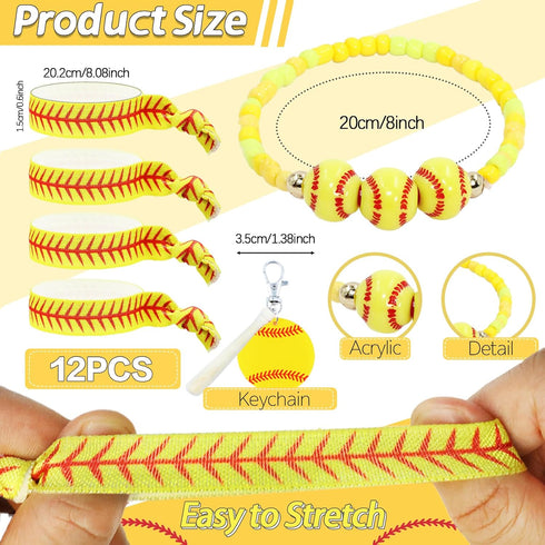 90Pcs Softball Party Favors, Bulk Softball Gifts for Team, Plastic Tumbler with Lid and Straw, Hair Ties, Keychain,