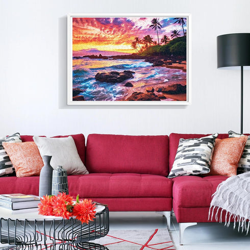500 Piece Beach Puzzle for Adults - Sunset Recycled Cardboard Jigsaw for Family Fun - Great Gift Idea
