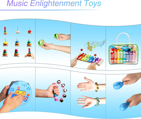 Kids Musical Instruments For Toddlers,Baby Musical Toys For Toddlers,Kid Toys For Girl Gifts,First Birthday Gifts For Boys,Kids Xylophone,Maracas For Baby,Wooden Instruments Toddler Toys With Bag