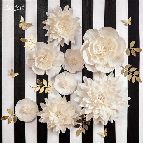 Paper Leaves Set Decor, Golden Decorations for Family Tree Photo Wall Crafts, 16pcs Glitter Butterfly Baby Shower