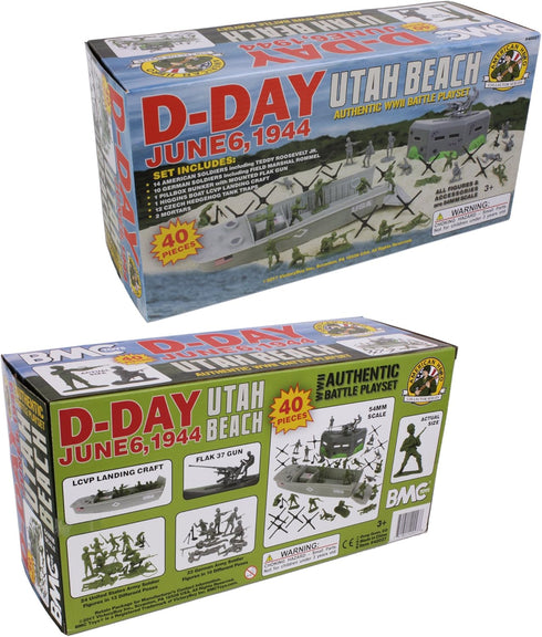 BMC Toys WW2 40pc Playset BMC D-Day Plastic Army Men - Utah Beach Soldier Figures