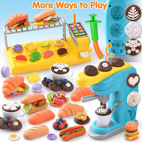 Sets 2-4 4-8, Sets, Set 8 Color Dough for Kids Play Kitchen Creation Cafe Dough Toy Color Dough Tools, Coffee Maker