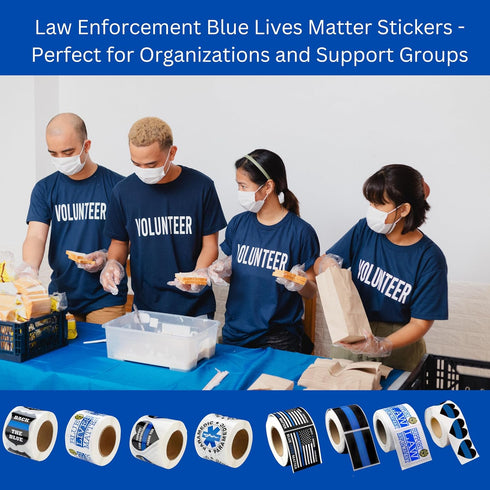 Police Support Back The Blue Badge Stickers - Blue Lives Matter Support Stickers, 1 Roll of 250