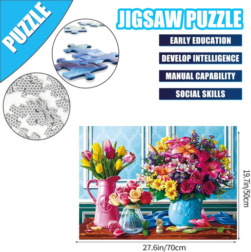 Jigsaw Puzzles 1000 Pieces for Adults - Spring Flowers - Perfect for Women & Moms