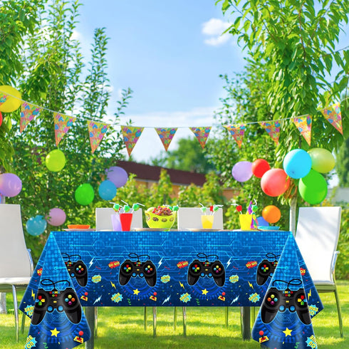 gisgfim 3pcs Video Game Party Tablecloths 106x54 Inch, Gaming Party Plastic Covers for Kids Birthday Supplies