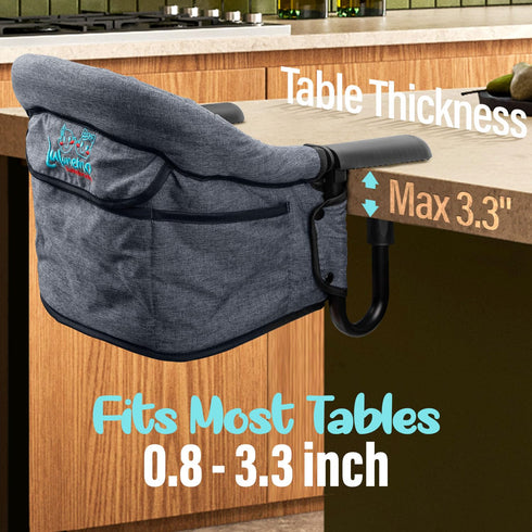 6-36 Hook-On Chairs - Portable & Foldable for Babies Months, Family & Travel Use with Carry Bag (Grey)