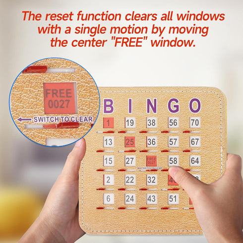 25-Pack 5-Ply GSE Games & Sports Expert Reusable Bingo Shutter Cards, Stitched Fingertip Jam-Proof Bingo Game Cards