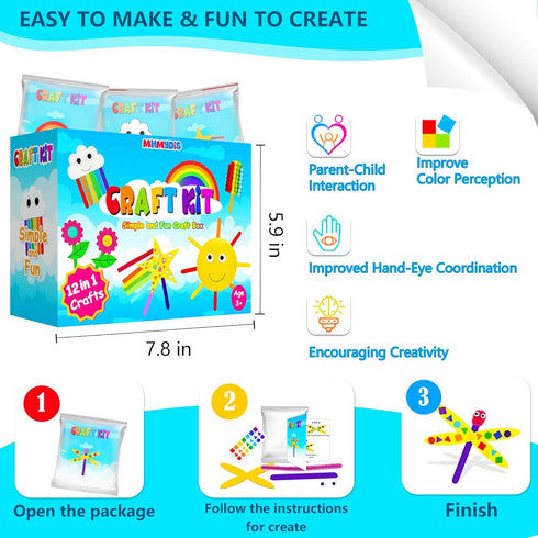 12 1 4-8 3 4 5 6 7 8 MHMYDIS First Craft Kit for Kids - in No Mess Creative Arts and Crafts kit for Kids Ages - Toddler