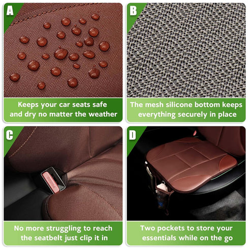 2 1 Pack) Siivton Car Seat Protector for Kids, Anti-Slip Design, Thick Padding, Prevents Seat Marks, Storage Pockets