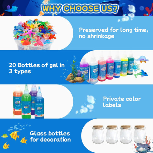 116PCS Set 18 100ml 150+ Magic Glow-in-The-Dark Gel Water Fairy Toy, Aqua DIY Elf with Shape Molds, Gels, Water Squishy