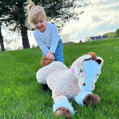 Tezituor 4ft Giant Horse Stuffed Animal, 47 Inch Soft Plush Hugging Pillow, Realistic Large Brown Horse Toy