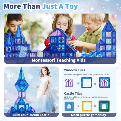 MAGBLOCK 102pcs Magnetic Tiles Frozen Magnet Building for 3-8 Years Old Girls Birthday Gifts