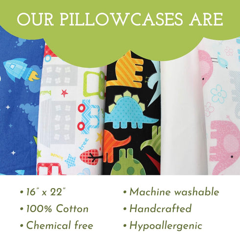 Little Sleepy Head Youth Pillow Case, 100% Cotton & Hypoallergenic, Snug Fit Envelope Pillowcase, Safari Design