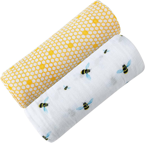 Malabar Baby Swaddle Blanket Set, Luxurious Cotton Muslin Blankets for Girls Boys,