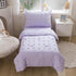 4 Set Set Caressma Lavender Pieces Toddler Bedding - Lovely Pom Pom Tufted Comforter for Girls - Includes Purple