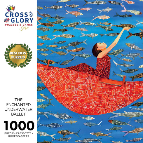 The Enchanted Underwater Ballet by Cross & Glory - Modern Art Masterpiece Puzzle - 1000 Pieces, Vivid Undersea Illustration, Eco-Friendly