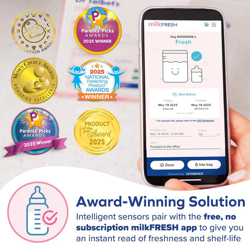 Talbot's 20 Count Dr. Mom MilkFresh Breastmilk Freshness Sensors - Pairs with App to Monitor Time and Temperature