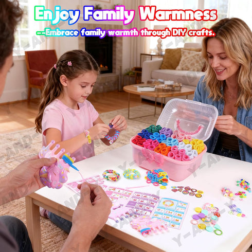 6+ 1200+ DIY Bracelet Making Kit for Kids Age Years Old, Kids Art and Craft Kit, Colorful Hair Ties Rubber Band