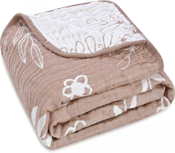 6-Layer Muslin Baby Blanket Made with Organic Cotton - Nature Inspired Pattern,Swaddle