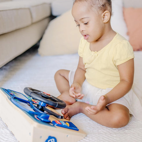 Melissa & Doug Vroom & Zoom Interactive Wooden Dashboard Steering Wheel Pretend Play Driving Toy