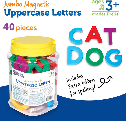 Learning Resources Jumbo Magnetic Uppercase Letters - Magnetic ABC, Alphabet Recognition for Preschoolers, Phonics