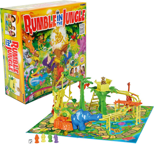 TOMY Rumble in The Jungle, Marble Run Family Board Game for Game Night, Fun Board Games for Kids Ages 5+, Multicolor