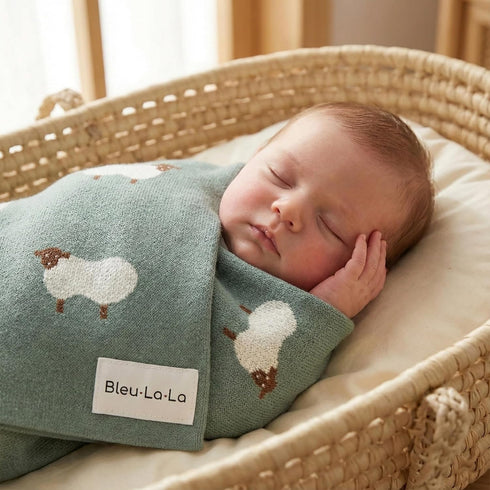 100% Cozy Knit Baby Swaddle Blanket - Cotton Soft Receiving Swaddle Stroller Blanket for Shower Gift Registry