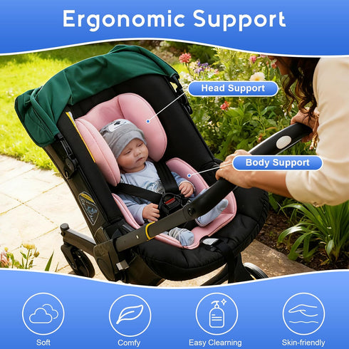 Infant Car Seat Insert, Ultra-Thick Carseat Head Support for Infant, Breathable Baby Car Seat Head & Body Support