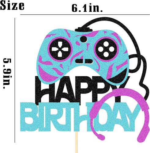 Video Games Level Up Happy Birthday Cake Toppers Gamers Birthday Party Favors Supplies For Video Game Game-01 0