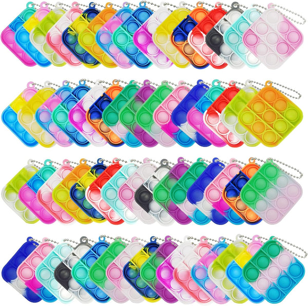 Clanam 120 Pcs Mini Pop Bubble Fidget Toys, Silicone Keychain Small Pop Bulk