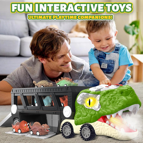 3-5, 5-7, 10 Set 3-4 3 4 5 6 Dinosaur Toys for Kids Dinosaur Transport Carrier Truck with Mini Car, Dinosaur T-Rex Cars