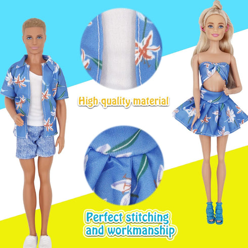 89Pcs Doll Clothes and Accessories for 12 Inch Boy Doll and 11.5 Inch Girl Doll, Seaside Wear Clothes and Shoes