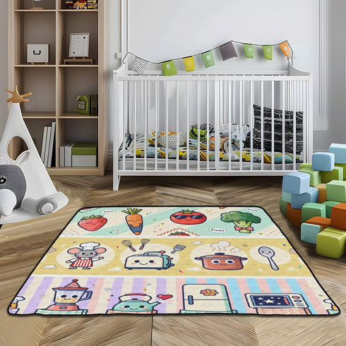 GuoChe 50'' 50'' Food Freshness Cartoon Character Pattern Soft Thick Baby Play Mat for Indoor Outdoor Comfortable
