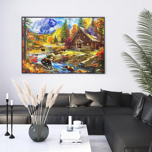 2000 Jigsaw Puzzles Pieces for Adults Families Bear Village Pieces Fit Together Perfectly
