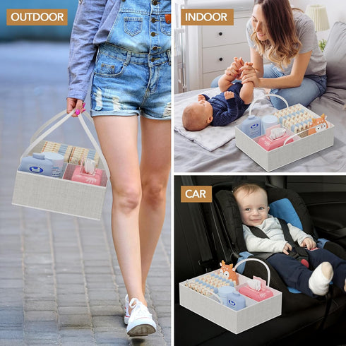3in1 BBLIKE Diaper Caddy Organizer - Diaper Caddy & Rolling Diaper Cart with Kids Clothing Rack for Nursery and Baby
