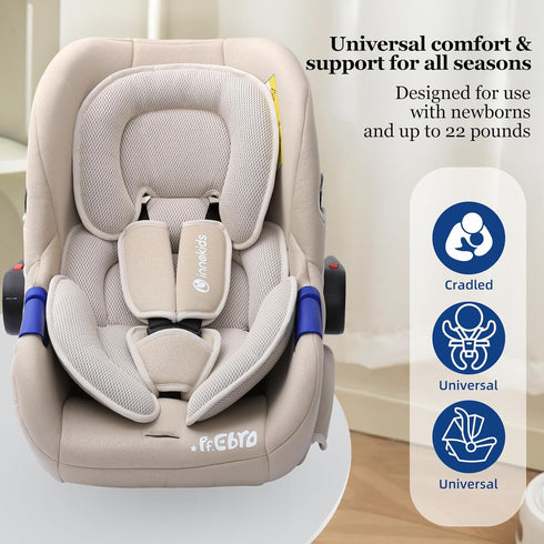 Beige Infant Car Seat Insert - Head and Body Support Pillow