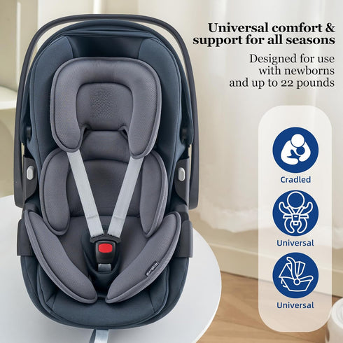 Innokids Infant Car Seat Insert - Grey Head and Body Support Pillow for Newborns to Toddlers