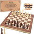 AMEROUS 15'' Wooden Chess & Checkers Set, 2 in 1 Board Games