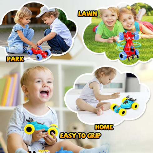 3-4 Cars,2 360 3 Toddler Monster Truck Toys,Dinosaur Toys for Ages Friction Spin Stunt Race PCS Push and Go Baby Toy
