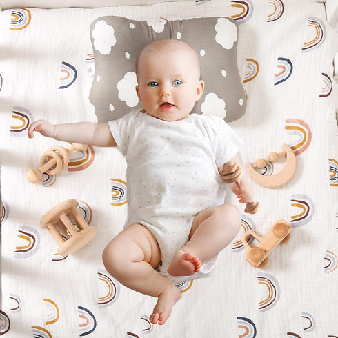 Wood Baby Rattle Personalizable Infant Rattle, Sensory Development Wooden Toys Set