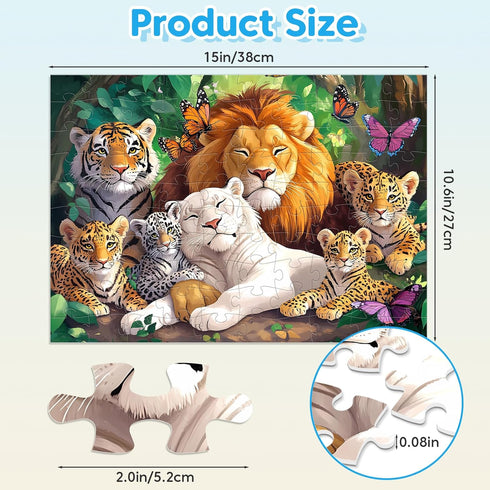 Jeacirio 5-8 100 4-6 4-Pack Kids Puzzles Ages - Wild Animals Puzzles Piece Jigsaw Puzzles for Kids Ages Toddler Puzzle