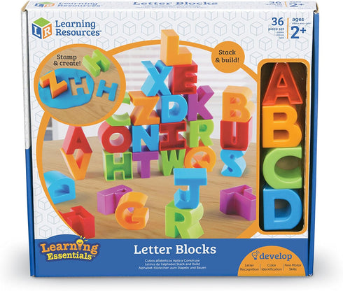 Learning Resources Letter Blocks, 36 Pieces Fine Motor Toy for Ages 2+, ABCs and Letter Recognition Educational Toy