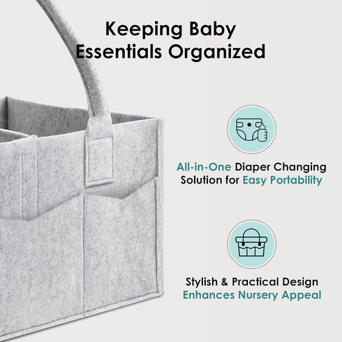 2-Pack Set HIPHOP PANDA Diaper Caddy Organizer - Newborn Essentials Baby Registry Must Haves - Sturdy Nursery Storage