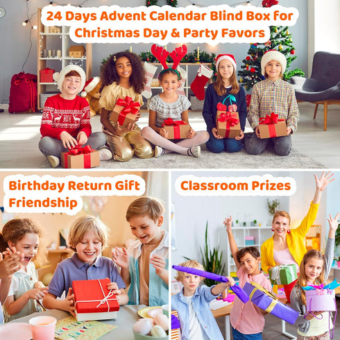Aubrogo 30pcs Rainbow Party Favors , Bulk Wacky Track Fidgets Toys Snap and Click ,Goodie Bag ,Prizes,Back to School