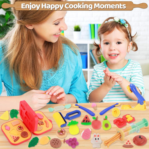 Play Color Dough Tools Set: Deluxe 41PCS Kitchen Creations Accessories Kit with 12 Cans Dough